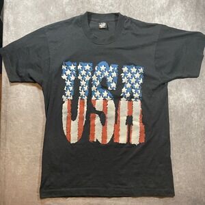 Vintage Shirt Mens Large Single Stitch USA 4th of July Short Sleeve Double Sided